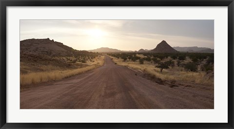 Framed Dirt road passing through a desert, Namibia Print