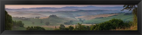 Framed Farmhouse in valley, Val d&#39;Orcia, Tuscany, Italy Print