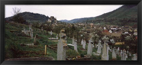 Framed Tombstones in a cemetery, Saxon Church, Biertan, Sibiu County, Transylvania, Romania Print