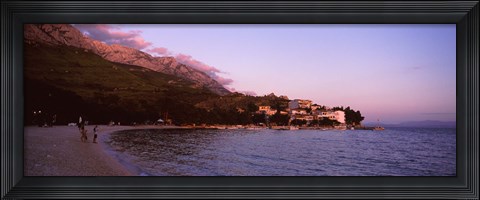 Framed Tourists on the beach, Makarska, Dalmatia, Croatia Print