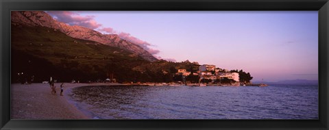 Framed Tourists on the beach, Makarska, Dalmatia, Croatia Print