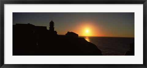 Framed Lighthouse on the coast, Cape Sao Vincente, Sagres, Algarve, Portugal Print