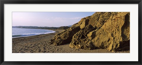 Framed Rock formations on the beach, Chios Island, Greece Print