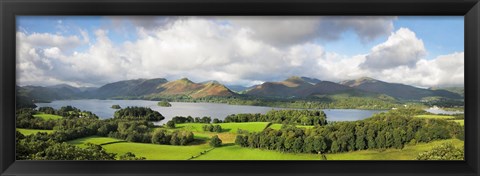 Framed Hill and lake, Derwent Water, Keswick, English Lake District, Cumbria, England Print