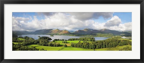 Framed Hill and lake, Derwent Water, Keswick, English Lake District, Cumbria, England Print