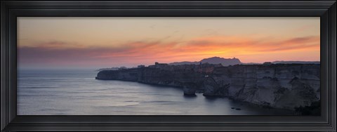 Framed Cliffs on the coast at dusk, Bonifacio, Corsica, France Print