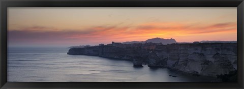 Framed Cliffs on the coast at dusk, Bonifacio, Corsica, France Print