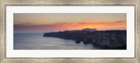 Framed Cliffs on the coast at dusk, Bonifacio, Corsica, France Print