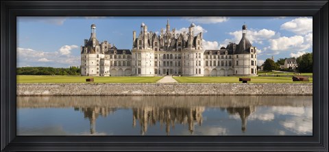 Framed Reflection of a castle in a river, Chateau Royal De Chambord, Loire-Et-Cher, Loire Valley, Loire River, Region Centre, France Print