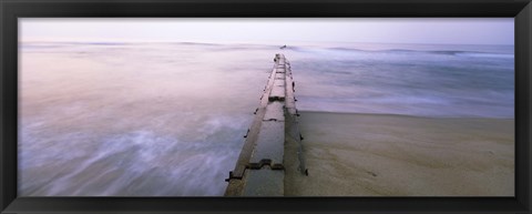 Framed Tide break on the beach at sunrise, Cape Hatteras National Seashore, North Carolina, USA Print