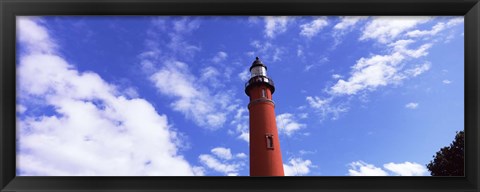 Framed Low angle view of a lighthouse, Ponce De Leon Inlet Lighthouse, Ponce Inlet, Volusia County, Florida, USA Print