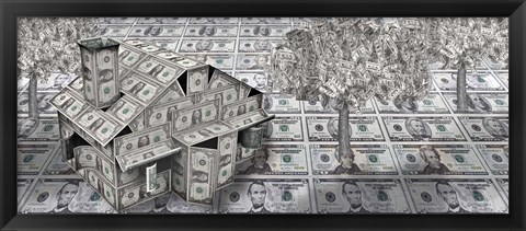 Framed Dollar house with money tree Print