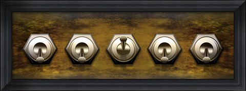 Framed Close-up of five switches Print