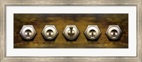 Framed Close-up of five switches Print