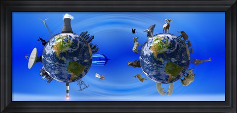 Framed Earth with circle of props Print