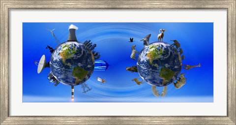 Framed Earth with circle of props Print