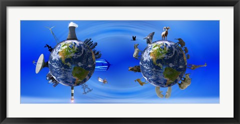 Framed Earth with circle of props Print