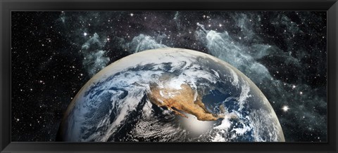 Framed Earth in space Print