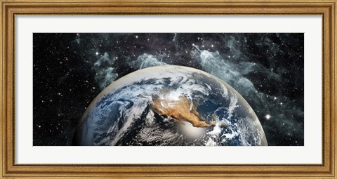 Framed Earth in space Print