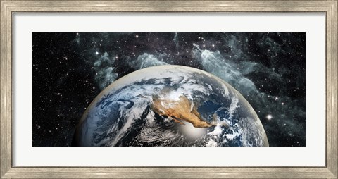Framed Earth in space Print