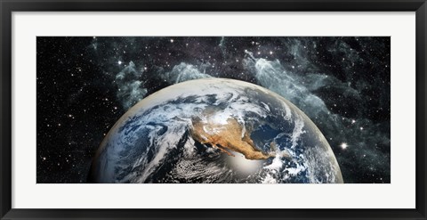 Framed Earth in space Print