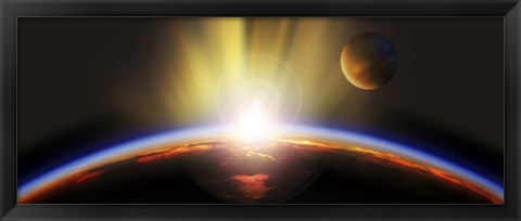 Framed Sunrise over earth Print