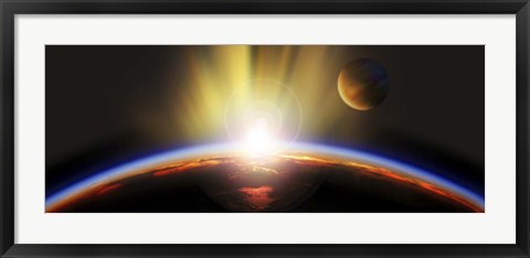 Framed Sunrise over earth Print