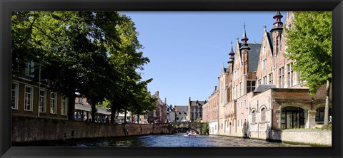 Framed Canal in Bruges, West Flanders, Belgium Print