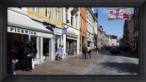 Framed Stores in a street, Bruges, West Flanders, Belgium Print
