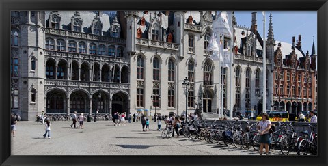 Framed Tourists at a market, Bruges, West Flanders, Belgium Print