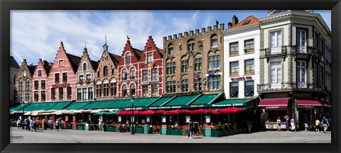 Framed Market at a town square, Bruges, West Flanders, Belgium Print
