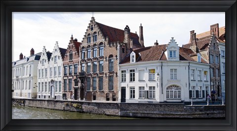 Framed Houses along a canal, Bruges, West Flanders, Belgium Print