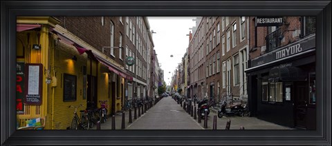 Framed Restaurants in a street, Amsterdam, Netherlands Print