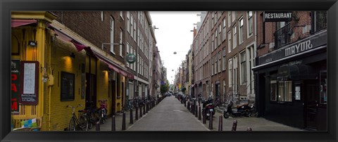 Framed Restaurants in a street, Amsterdam, Netherlands Print