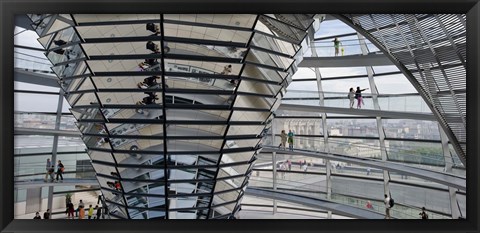 Framed Mirrored cone at the center of the dome, Reichstag Dome, The Reichstag, Berlin, Germany Print