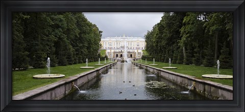 Framed Canal at Grand Cascade at Peterhof Grand Palace, St. Petersburg, Russia Print