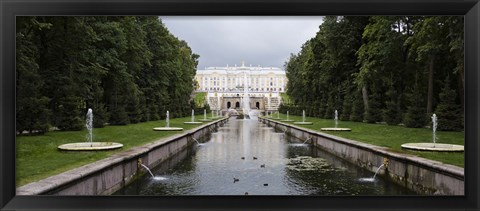 Framed Canal at Grand Cascade at Peterhof Grand Palace, St. Petersburg, Russia Print