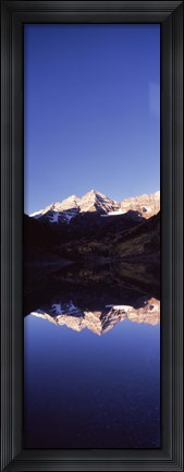 Framed Reflection of a mountain range in a lake, Maroon Bells, Aspen, Pitkin County, Colorado, USA Print