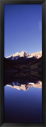 Framed Reflection of a mountain range in a lake, Maroon Bells, Aspen, Pitkin County, Colorado, USA Print