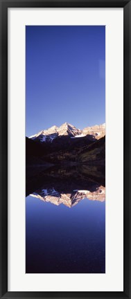 Framed Reflection of a mountain range in a lake, Maroon Bells, Aspen, Pitkin County, Colorado, USA Print