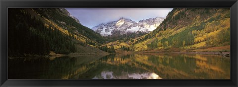 Framed Reflection of trees on water, Aspen, Pitkin County, Colorado, USA Print