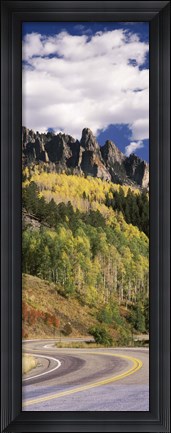 Framed Winding road passing through mountains, Jackson Guard Station, Ridgway, Colorado, USA Print