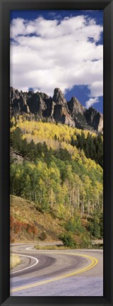 Framed Winding road passing through mountains, Jackson Guard Station, Ridgway, Colorado, USA Print