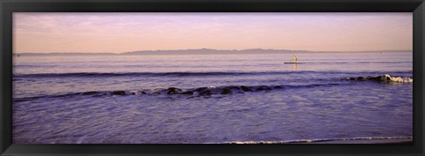 Framed Paddle-boarder in sea, Santa Rosa Island, Santa Rosa County, California, USA Print