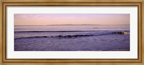 Framed Paddle-boarder in sea, Santa Rosa Island, Santa Rosa County, California, USA Print