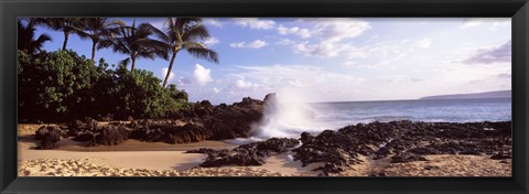 Framed Rock formations at the coast, Maui Coast, Makena, Maui, Hawaii, USA Print