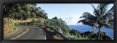 Framed Highway along the coast, Hana Highway, Maui, Hawaii Print