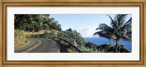 Framed Highway along the coast, Hana Highway, Maui, Hawaii Print
