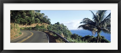 Framed Highway along the coast, Hana Highway, Maui, Hawaii Print