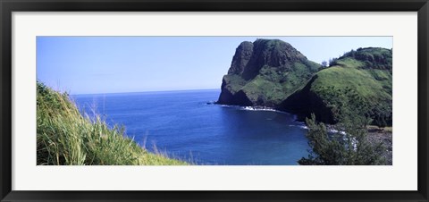 Framed High angle view of a coast, Kahakuloa, Highway 340, West Maui, Hawaii, USA Print